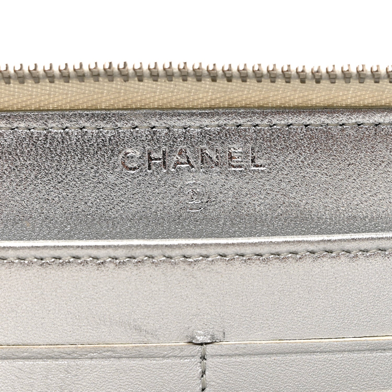 Chanel Metallic Lambskin Quilted Large Gusset Zip Around Wallet Silver 6 of 10