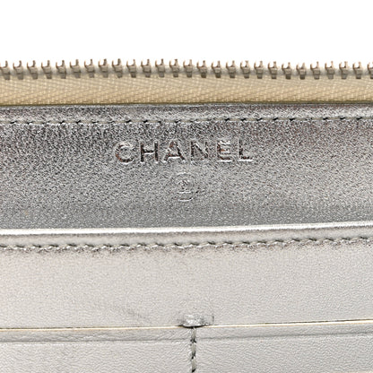 Chanel Metallic Lambskin Quilted Large Gusset Zip Around Wallet Silver 6 of 10