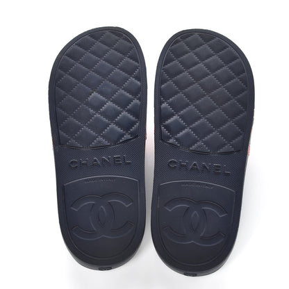 Chanel Rubber CC Flat Slide Sandals 37 Pink Red 5 of 10