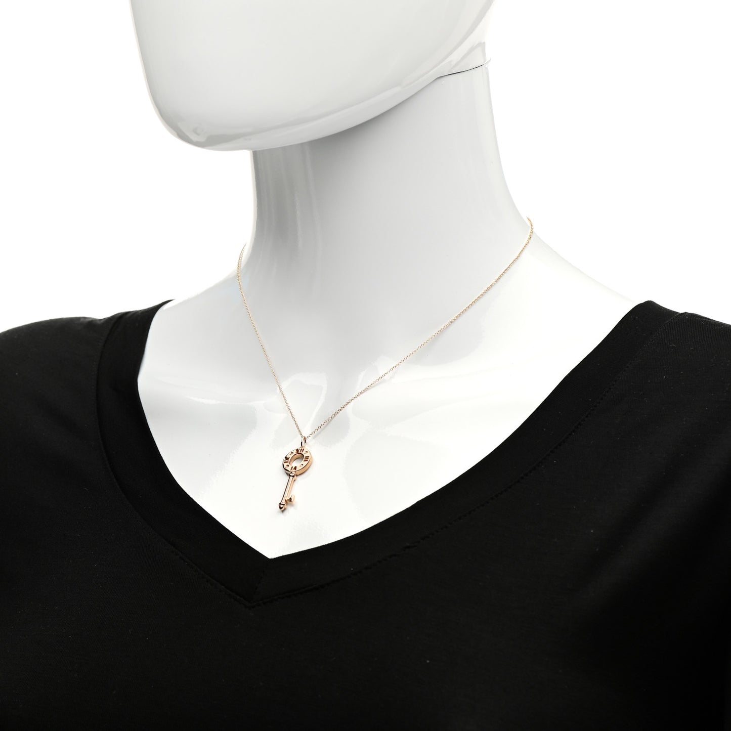 18K Rose Gold Diamond Atlas Pierced Key Pendant Necklace