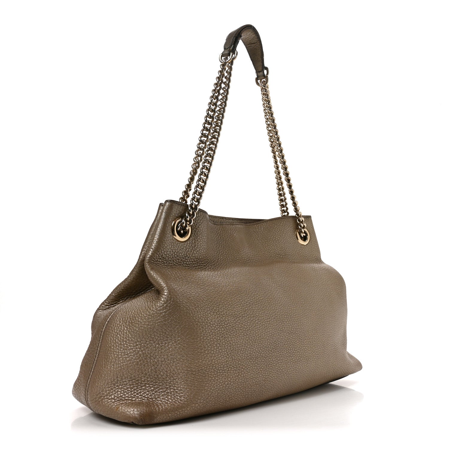 Gucci Metallic Pebbled Calfskin Medium Soho Chain Shoulder Bag Golden Beige 2 of 10