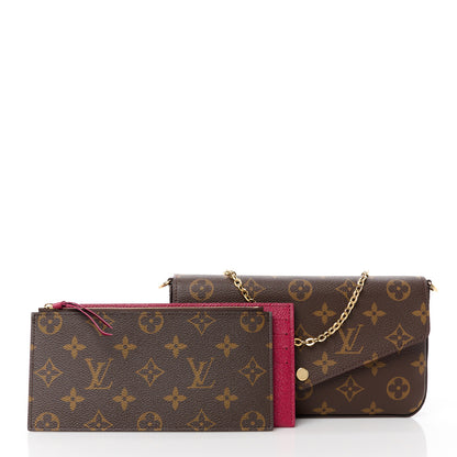 Louis Vuitton Monogram Pochette Felicie Chain Wallet Fuchsia 3 of 15