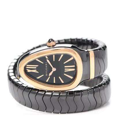 Bulgari 18K Rose Gold Ceramic 35mm Serpenti Tubogas Quartz Watch Black 2 of 4