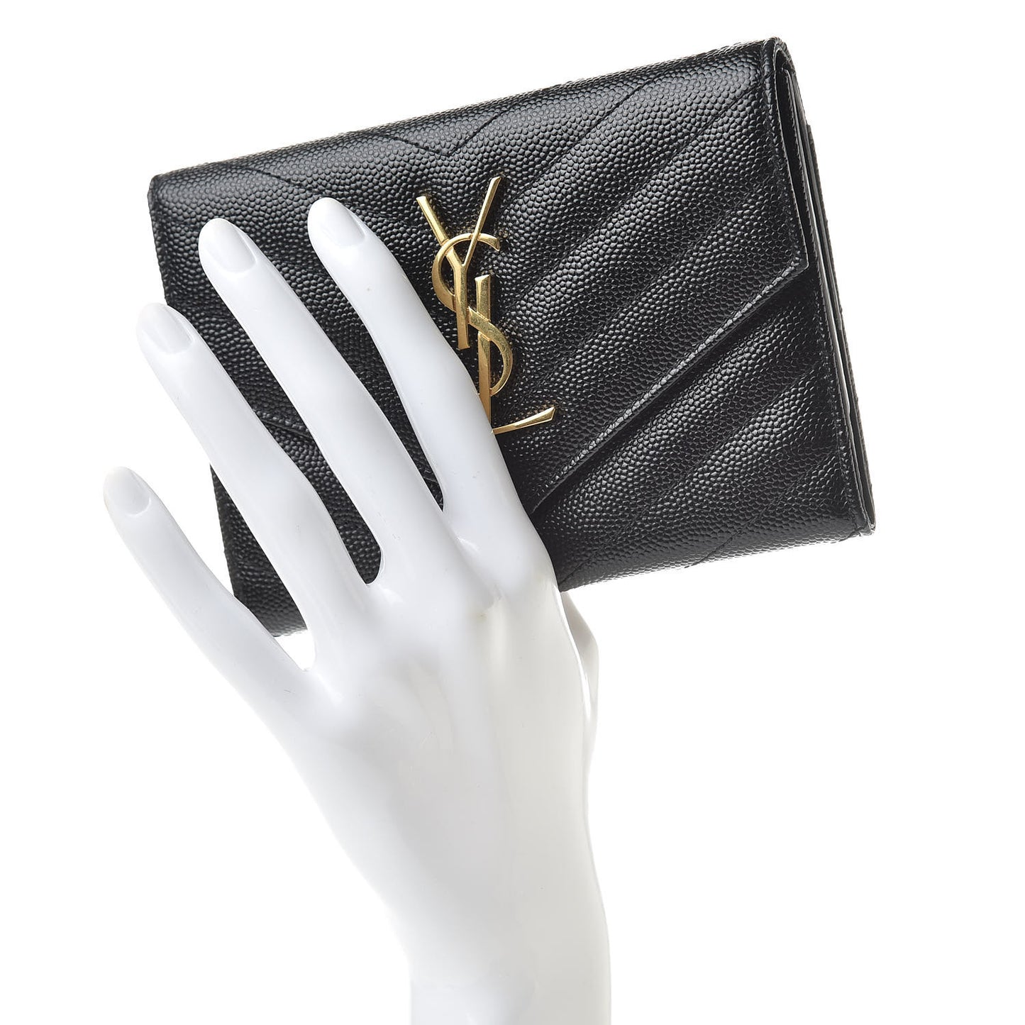 Grain De Poudre Matelasse Chevron Small Monogram Passport Case Black