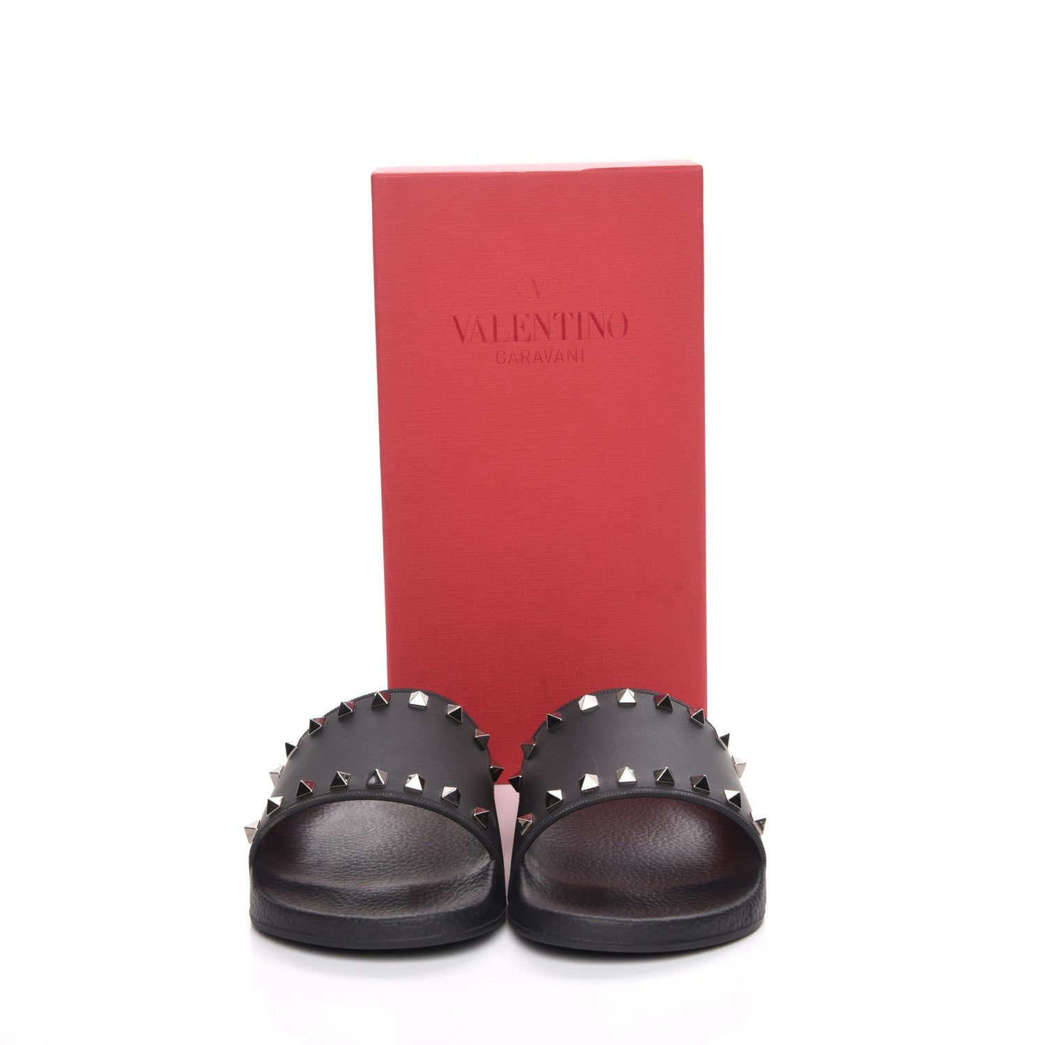Valentino Garavani Rubber Rockstud Slide Sandals 41 Black 9 of 9