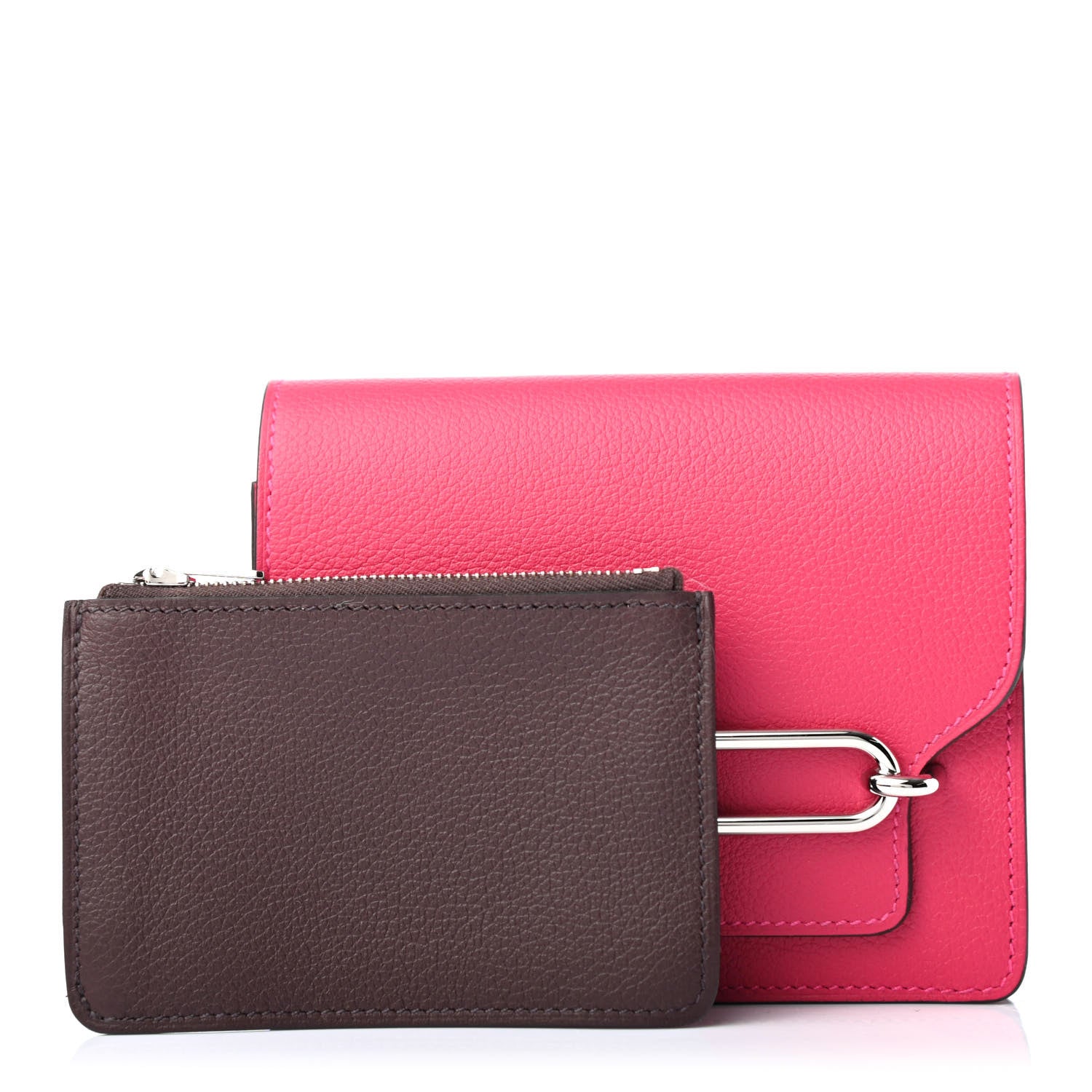 Hermes Evercolor Bi-Color Roulis Slim Wallet Framboise Rouge Sellier 1 of 4