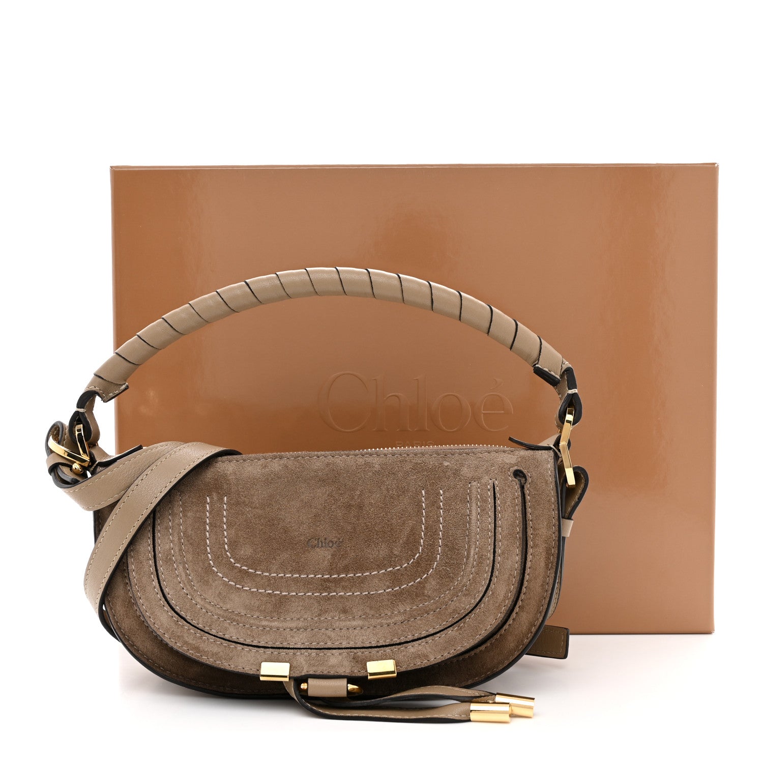 Chloe Suede Calfskin Mini Marcie Crossbody Bag Boyish Brown 11 of 11