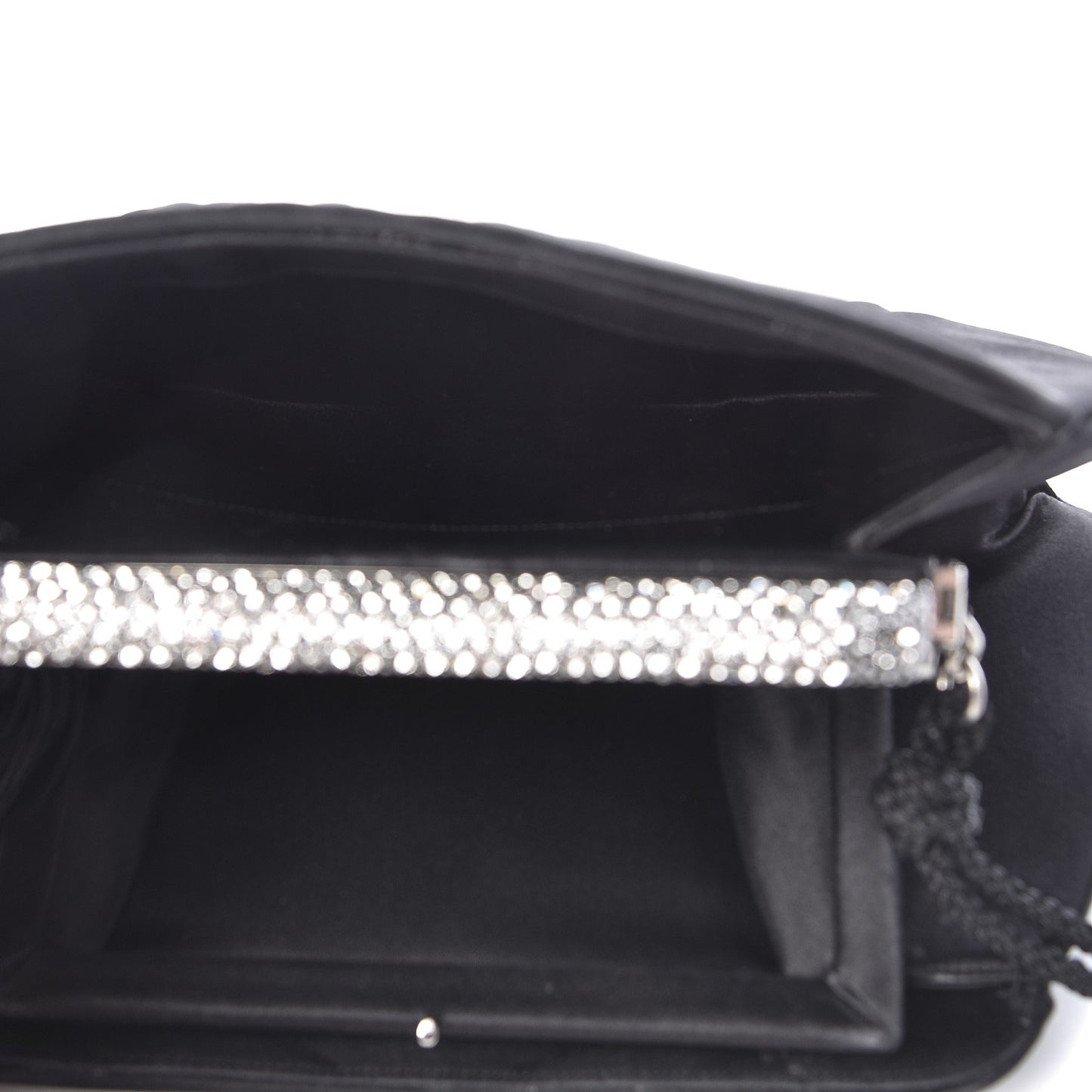 Satin Crystal Evening Bag Black