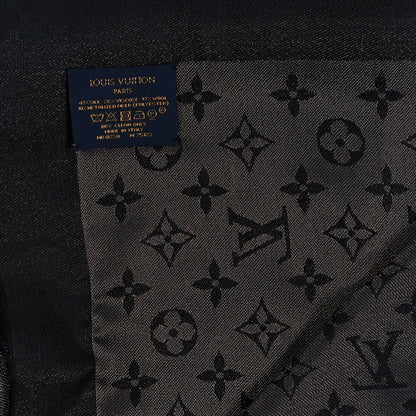 Louis Vuitton Silk Lurex Wool Monogram Shine Shawl Black 3 of 3