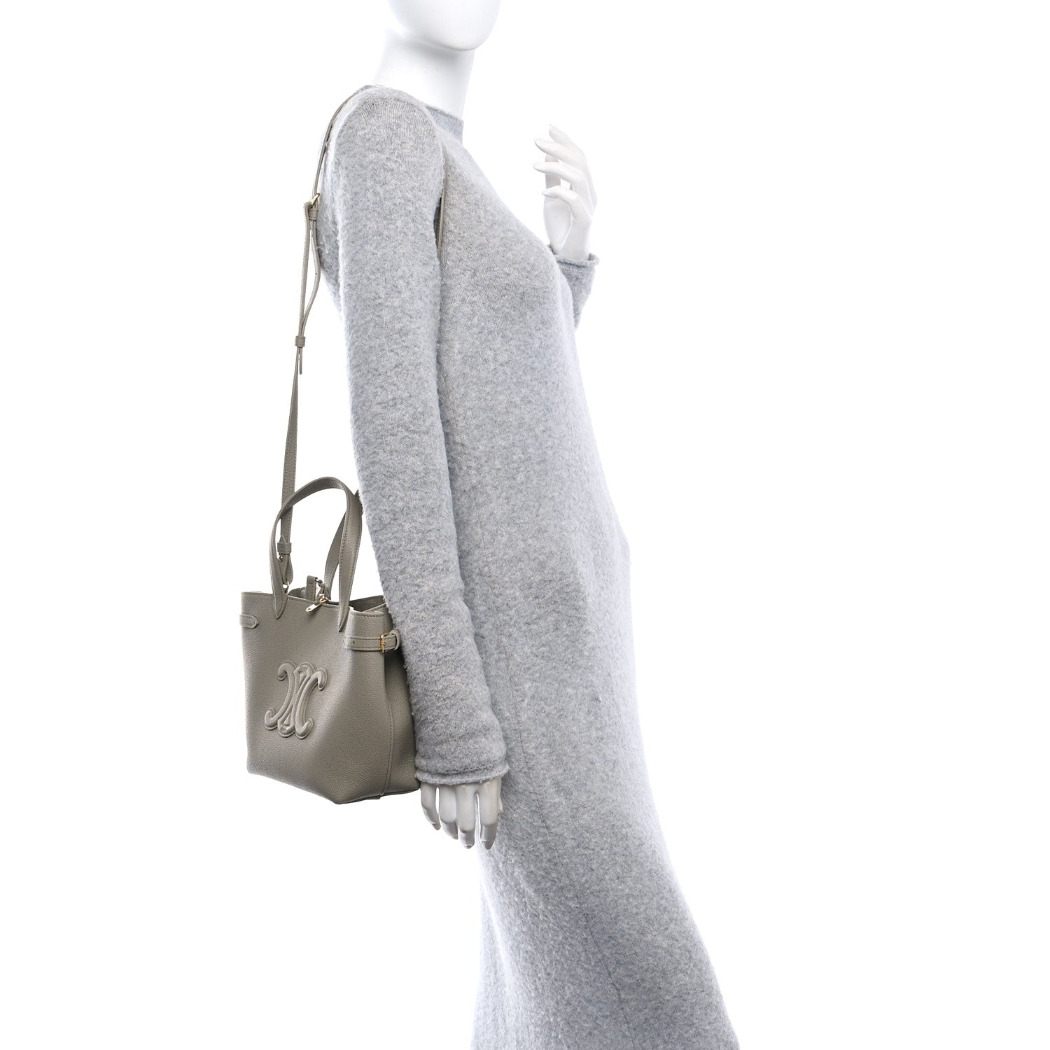 Celine Grained Calfskin Triomphe Mini Cabas Anais Modern Taupe 2 of 12