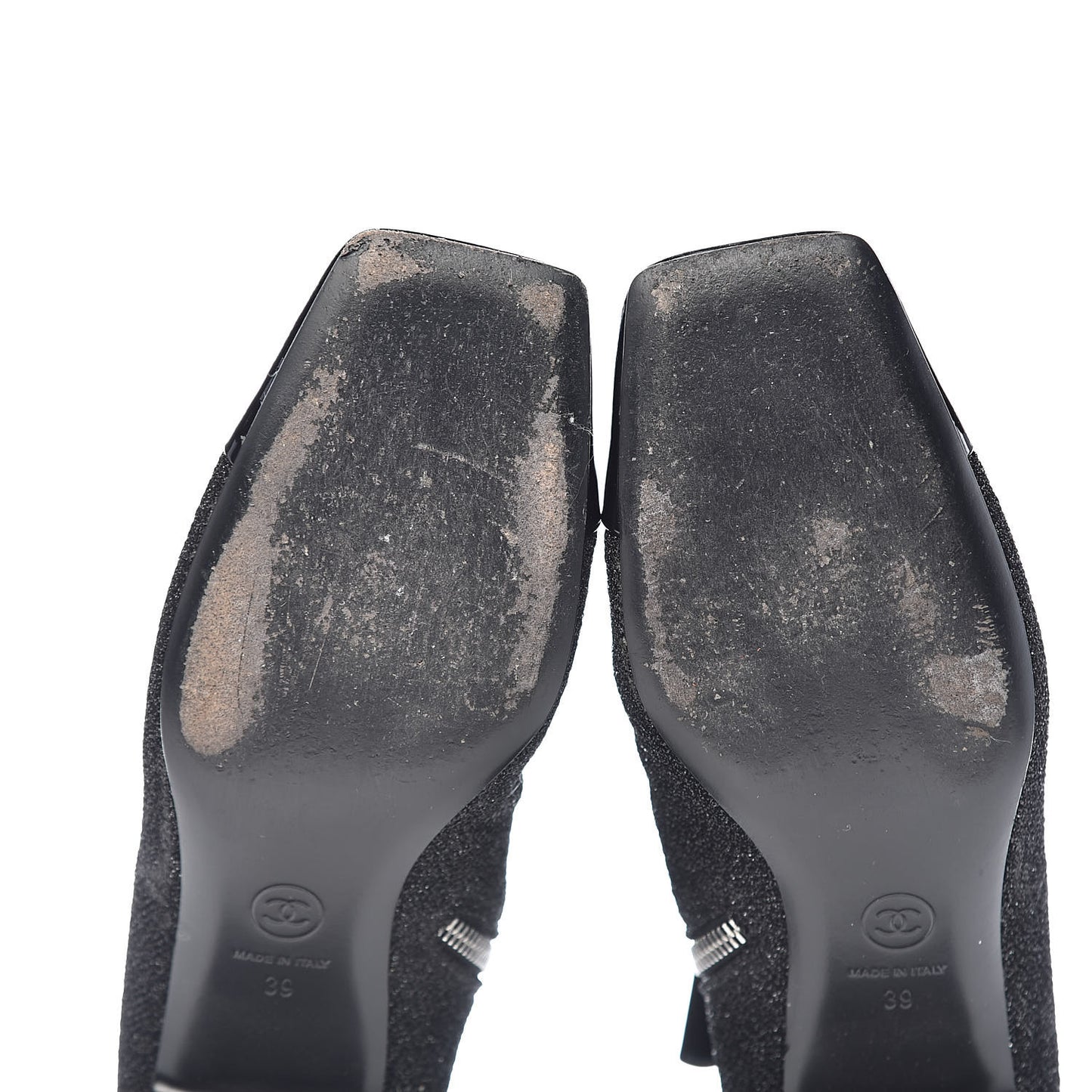 Glitter Patent Cap Toe Short Boots 39 Black