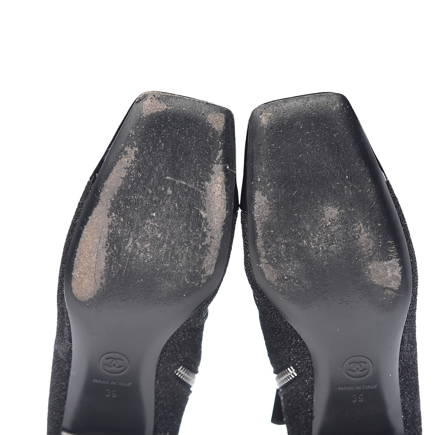 Chanel Glitter Patent Cap Toe Short Boots 39 Black 9 of 10