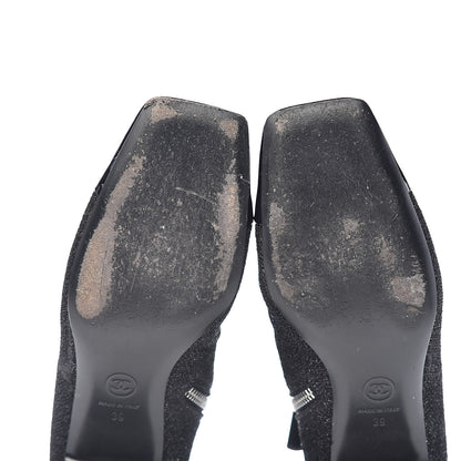 Chanel Glitter Patent Cap Toe Short Boots 39 Black 9 of 10