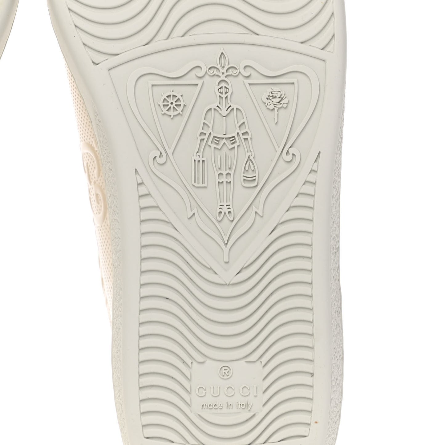 Calfskin GG Tennis Embossed Womens Ace Sneakers 39 Mystic White