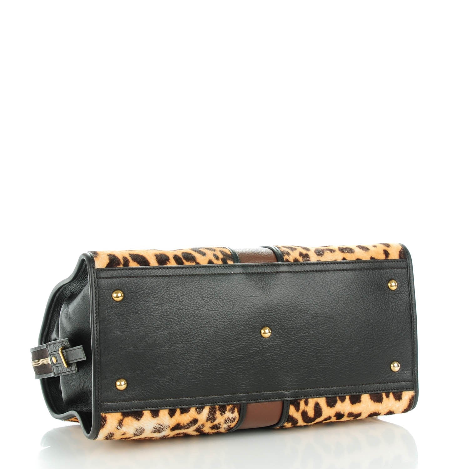 Saint Laurent Pony Hair Calfskin Leopard Print Medium Cabas Chyc Brown Black 4 of 7