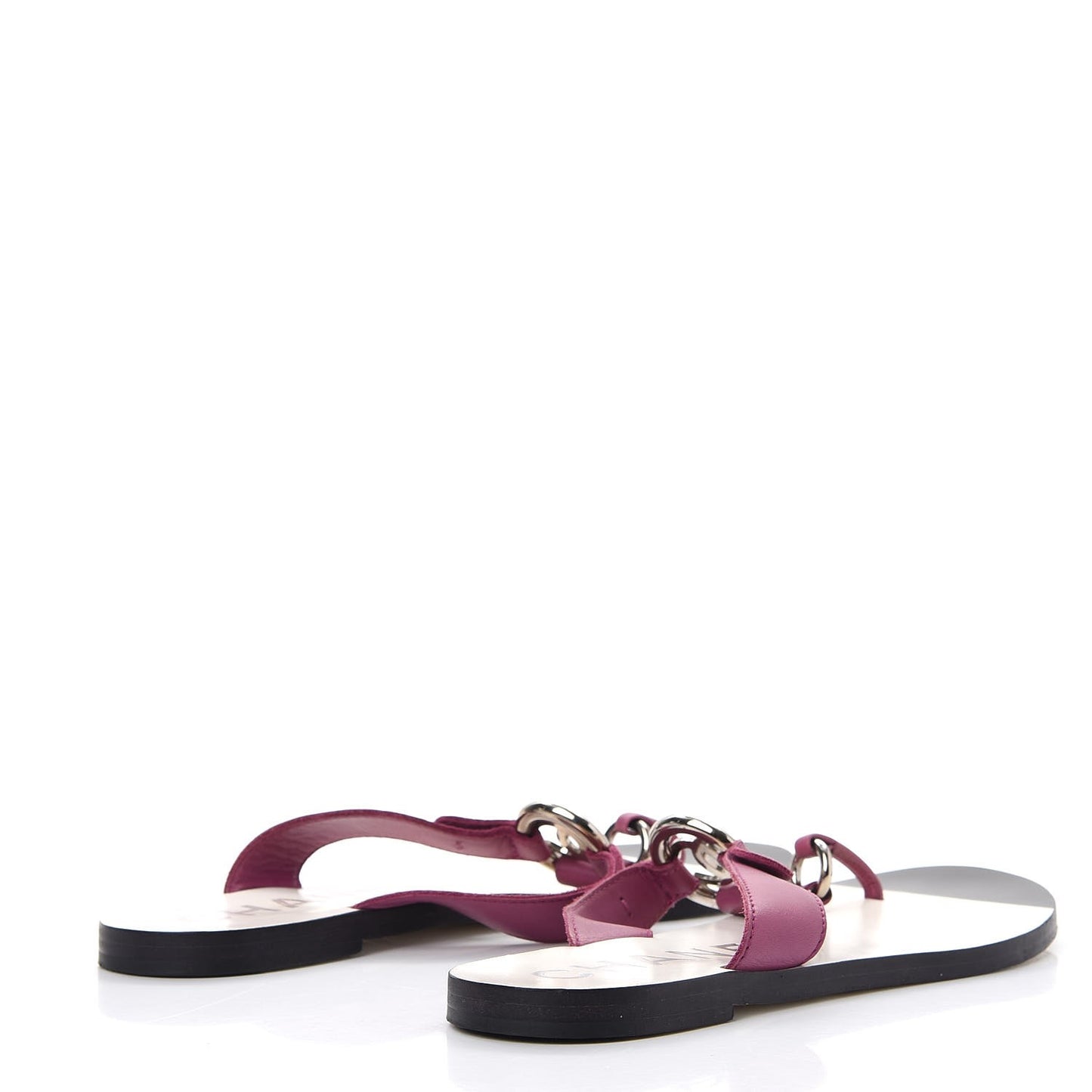 Lambskin CC Logo Thong Sandals 38 Purple