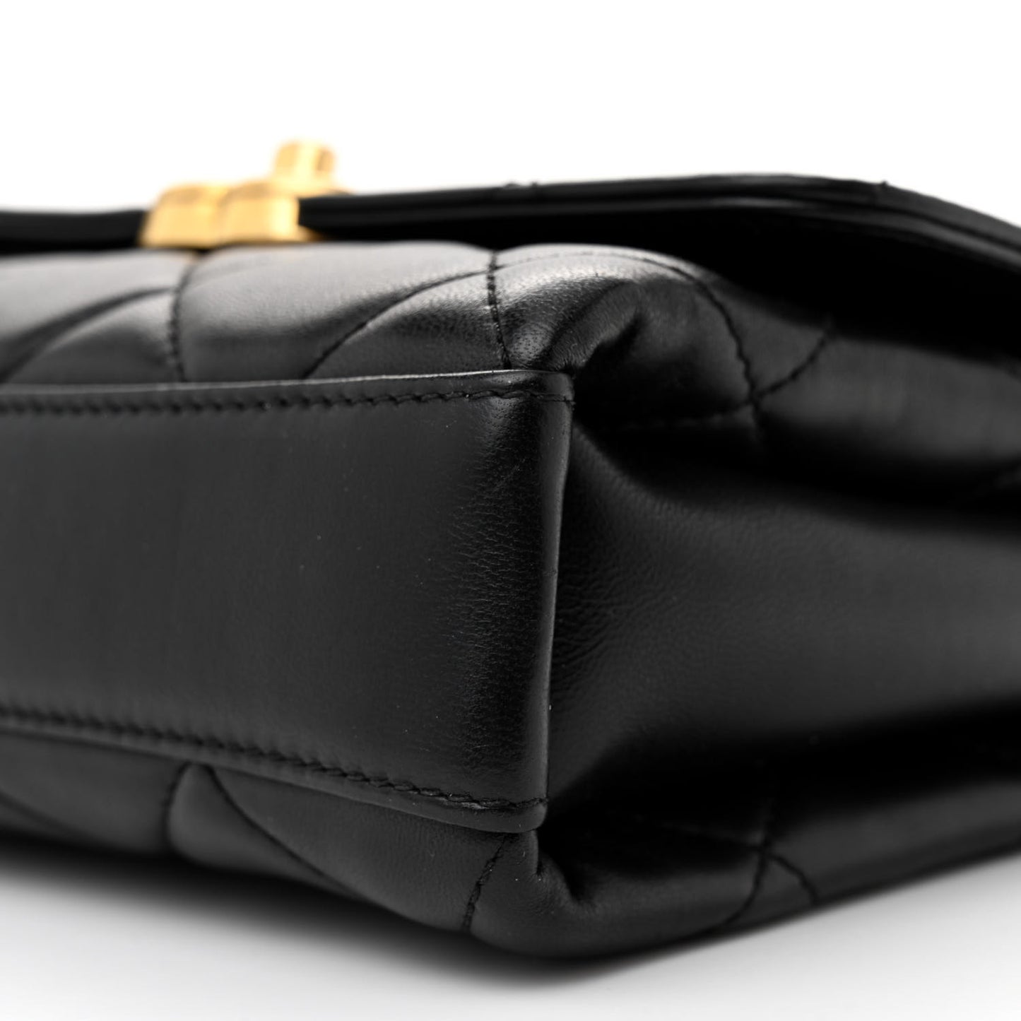 Lambskin Quilted Mini CC Crystal Logo Chain Flap Black