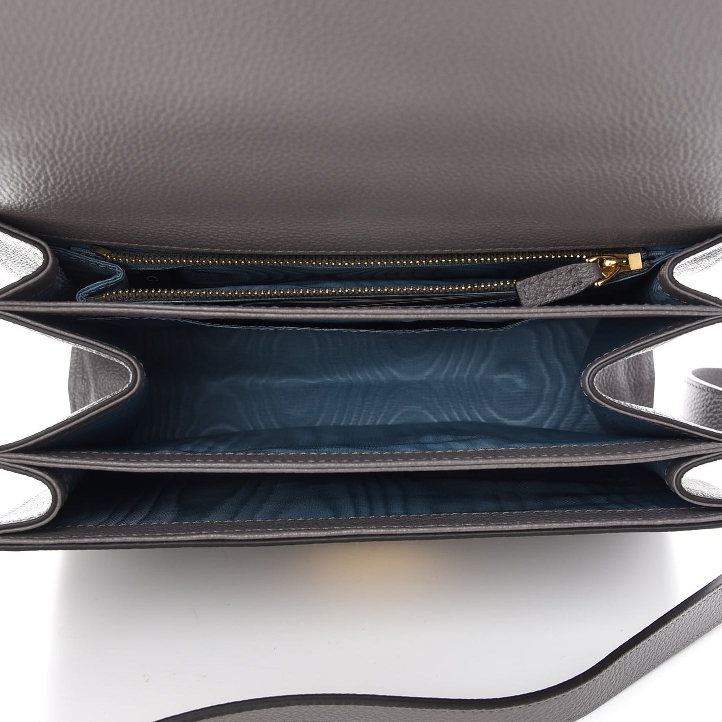 Grainy Calfskin Small Zumi Shoulder Bag Dusty Grey