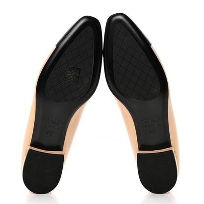 Chanel Lambskin Cap Toe CC Uniform Ballerina Flats 40 Beige Black 5 of 12