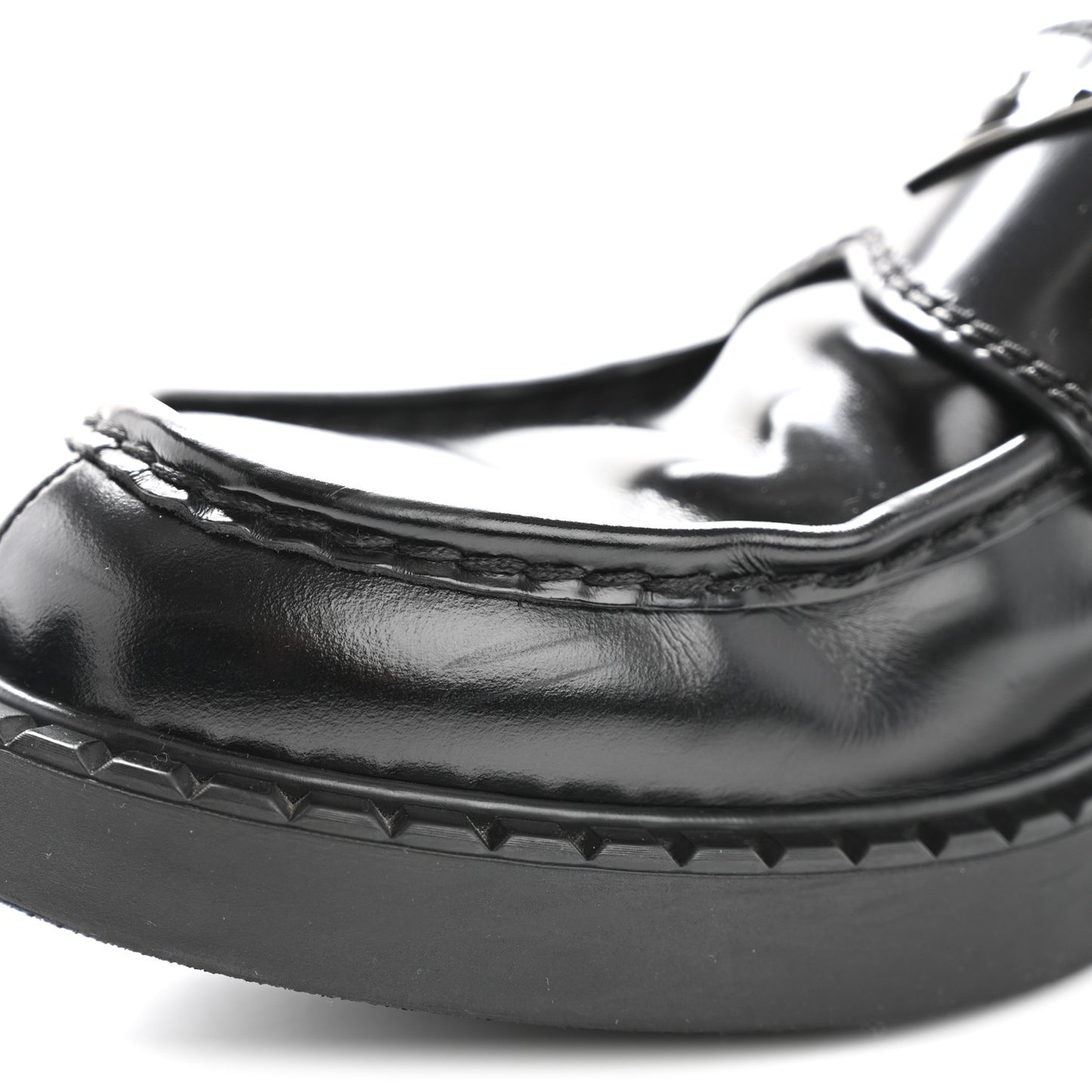 Spazzolato Metal Triangle Logo Mens 35mm Loafers 10 Black