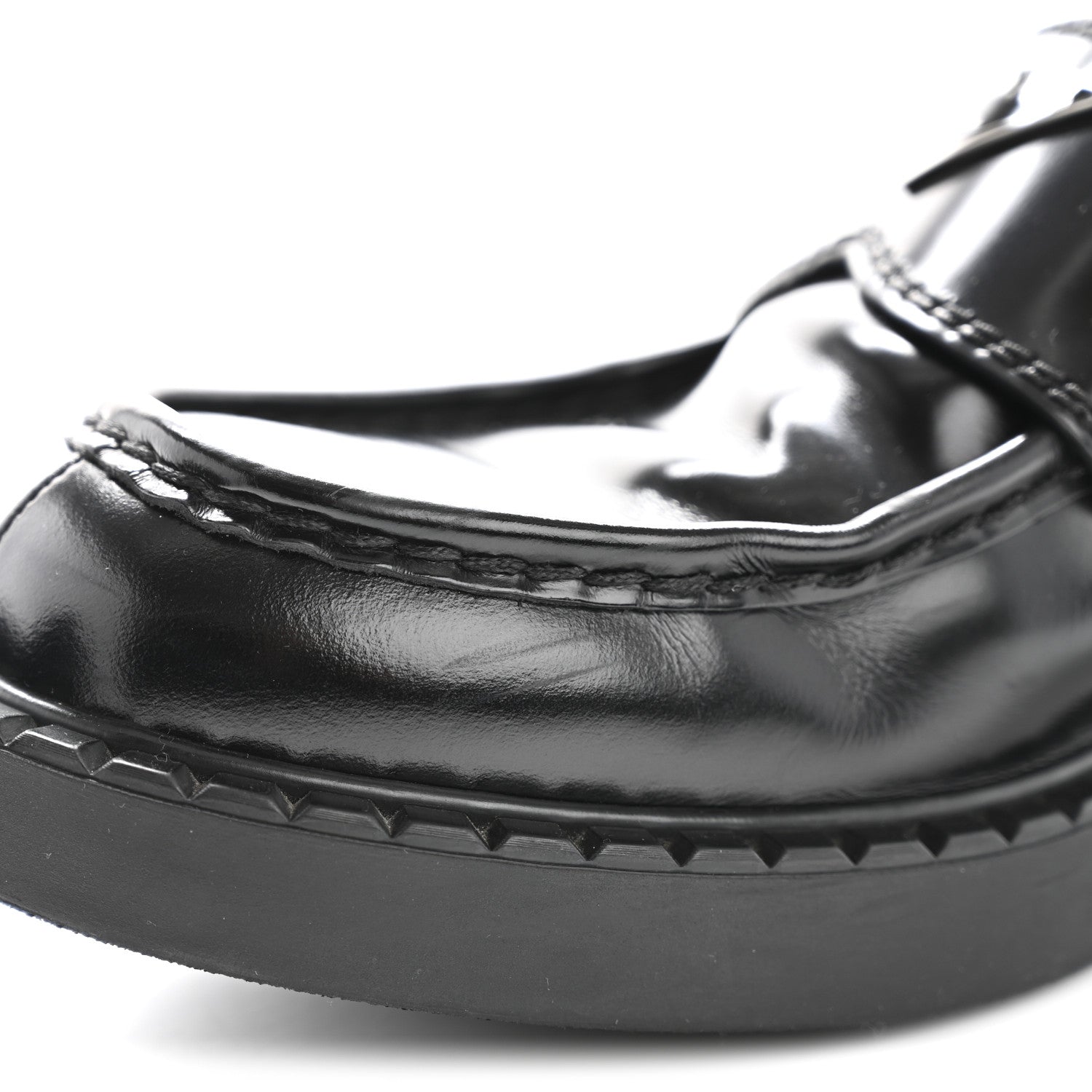 Prada Spazzolato Metal Triangle Logo Mens 35mm Loafers 10 Black 12 of 12