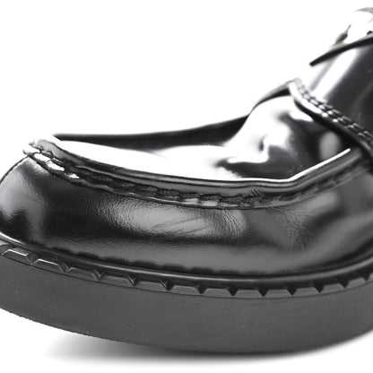 Prada Spazzolato Metal Triangle Logo Mens 35mm Loafers 10 Black 12 of 12
