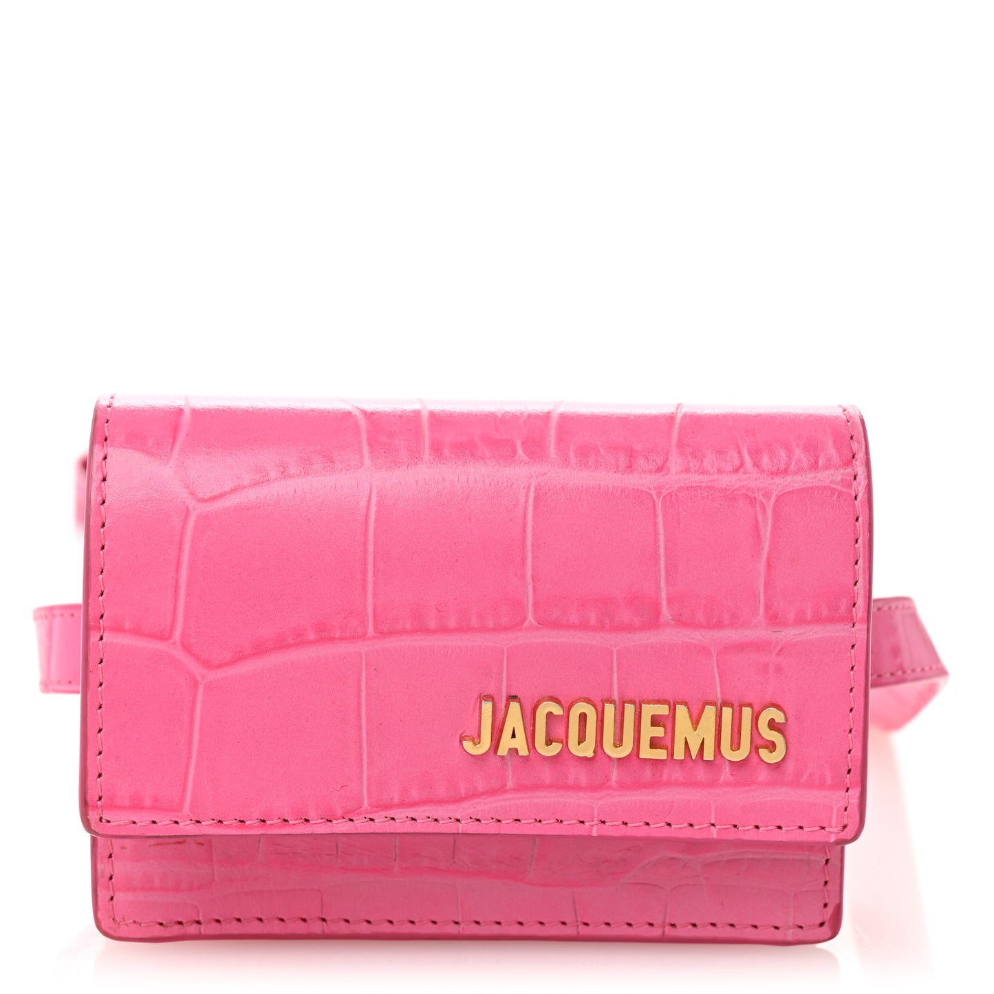 Calfskin Crocodile Embossed Le Ceinture Bello Belt Bag Pink