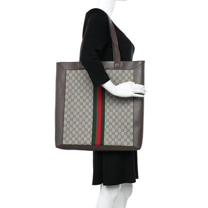 Gucci GG Supreme Monogram Web Large Ophidia Vertical Shopping Tote Brown 2 of 10