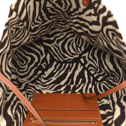 Celine Canvas Zebra Embroidered Large Phantom Cabas Tan 5 of 10