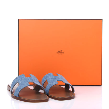 Hermes Denim Canvas Oran Sandals 36 Bleu Clair 11 of 11