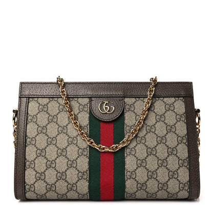 Gucci GG Supreme Monogram Web Small Ophidia Chain Shoulder Bag Brown 1 of 9