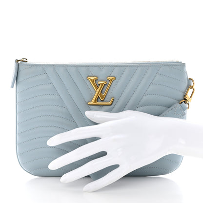 Louis Vuitton Calfskin New Wave Zipped Pochette Porcelain Blue 2 of 7