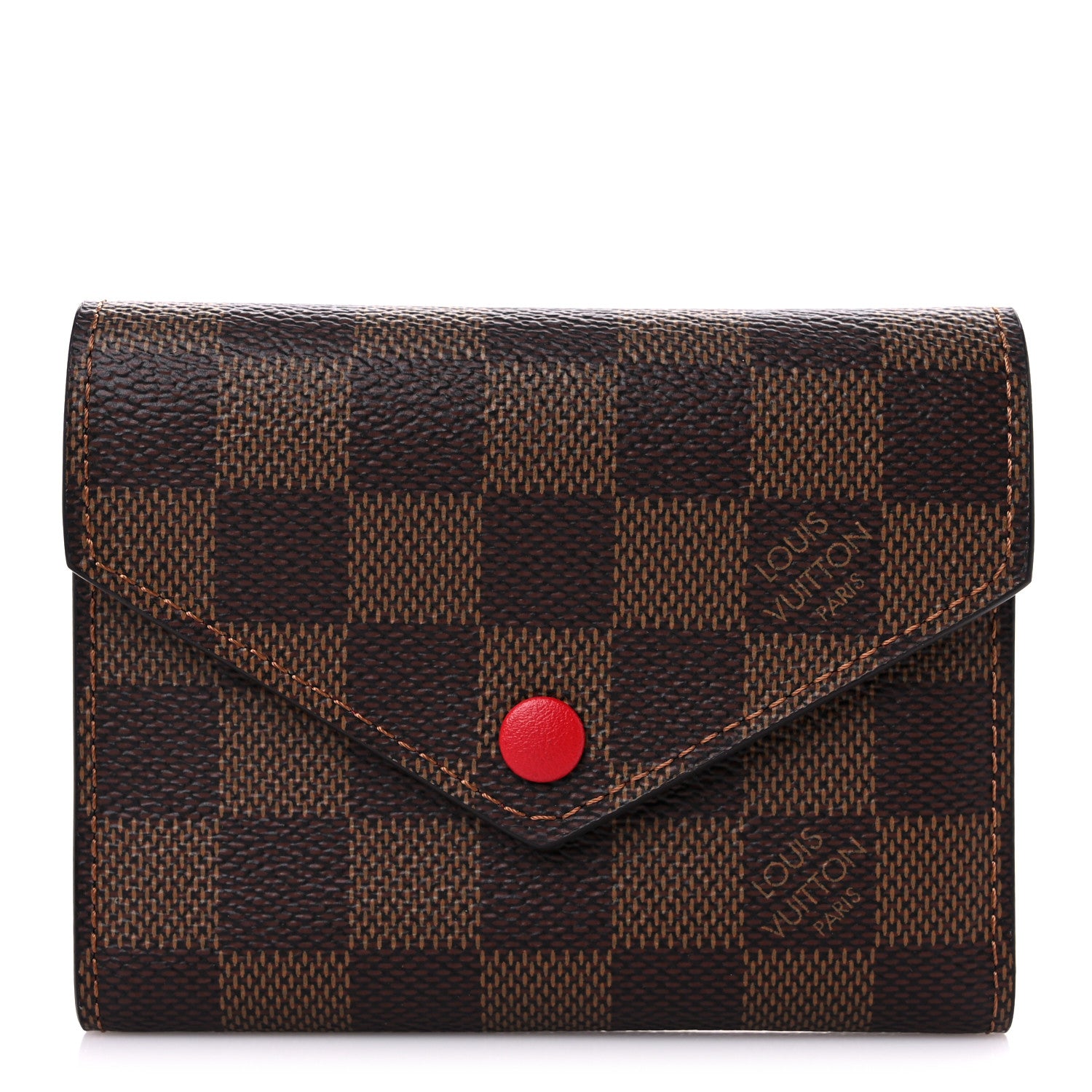 Louis Vuitton Damier Ebene Victorine Wallet Red 1 of 6