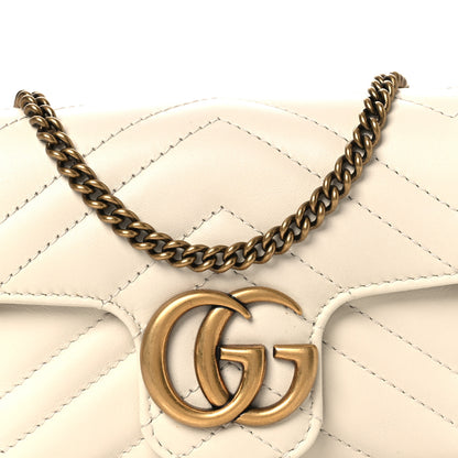 Gucci Calfskin Matelasse Super Mini GG Marmont Shoulder Bag White 8 of 10