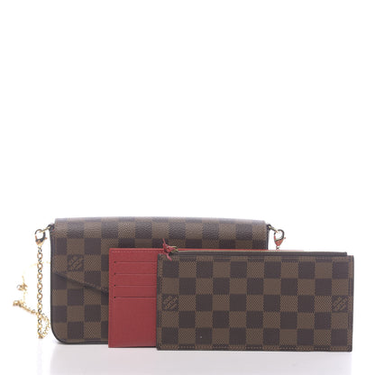 Louis Vuitton Damier Ebene Pochette Felicie Chain Wallet 3 of 11
