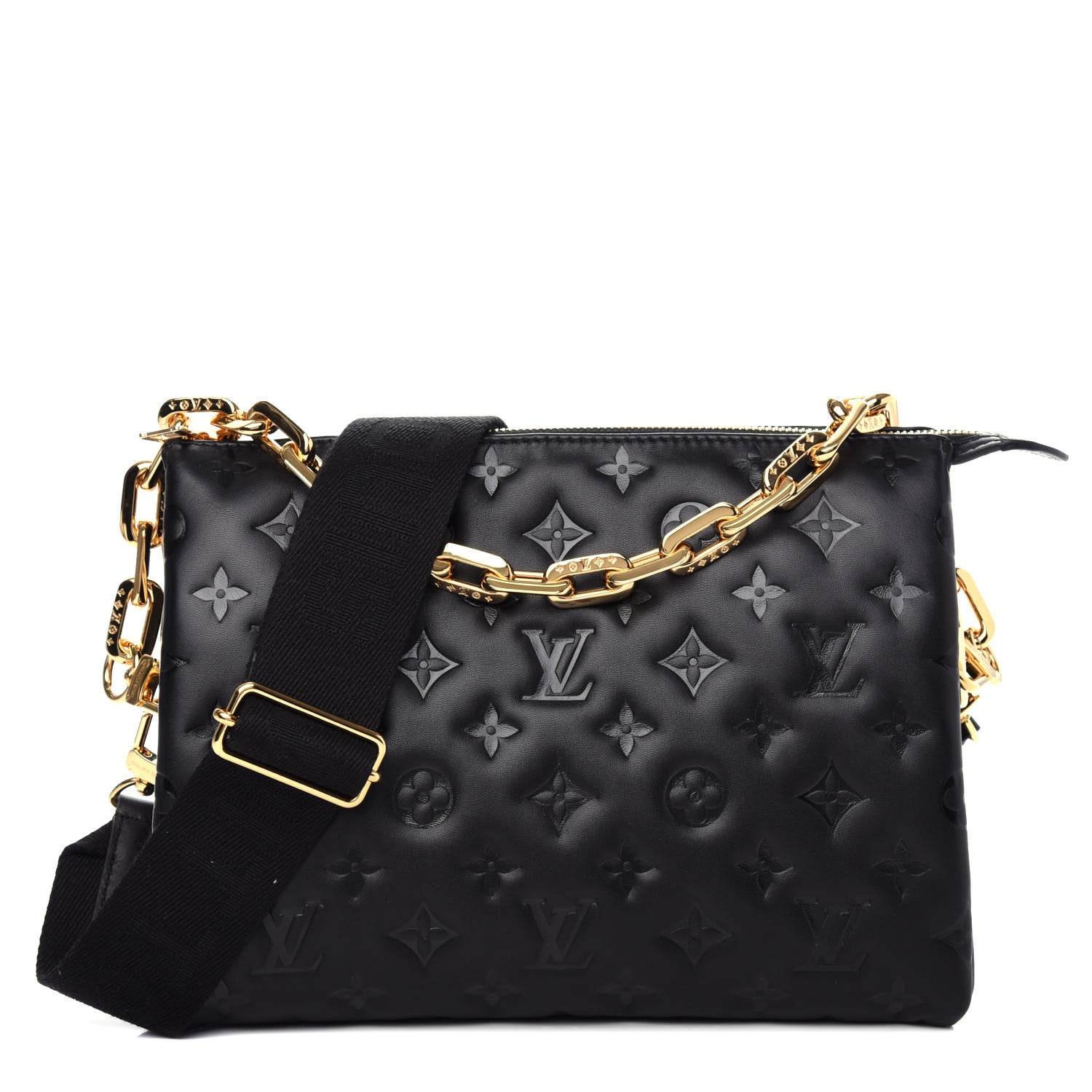 Louis Vuitton Lambskin Embossed Monogram Coussin PM Black 1 of 10