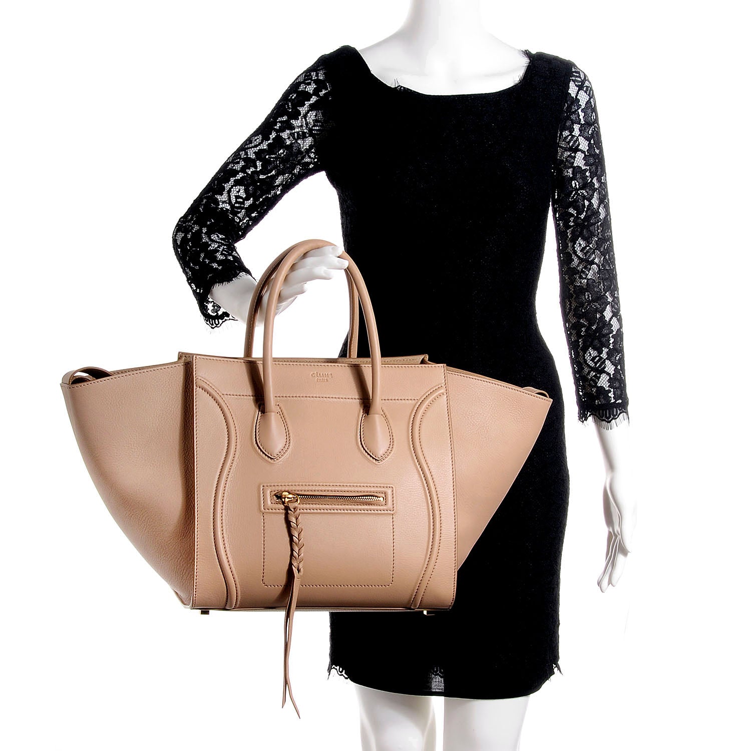 Celine Supple Calfskin Medium Phantom Luggage Taupe 2 of 9