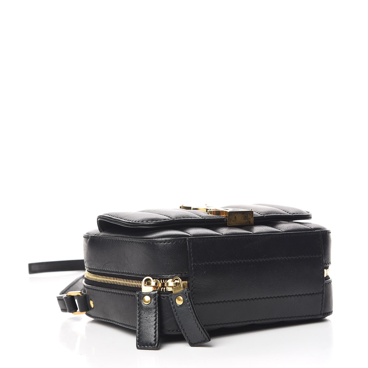 Saint Laurent Lambskin Matelasse Monogram Toy Vicky Camera Bag Black 4 of 11