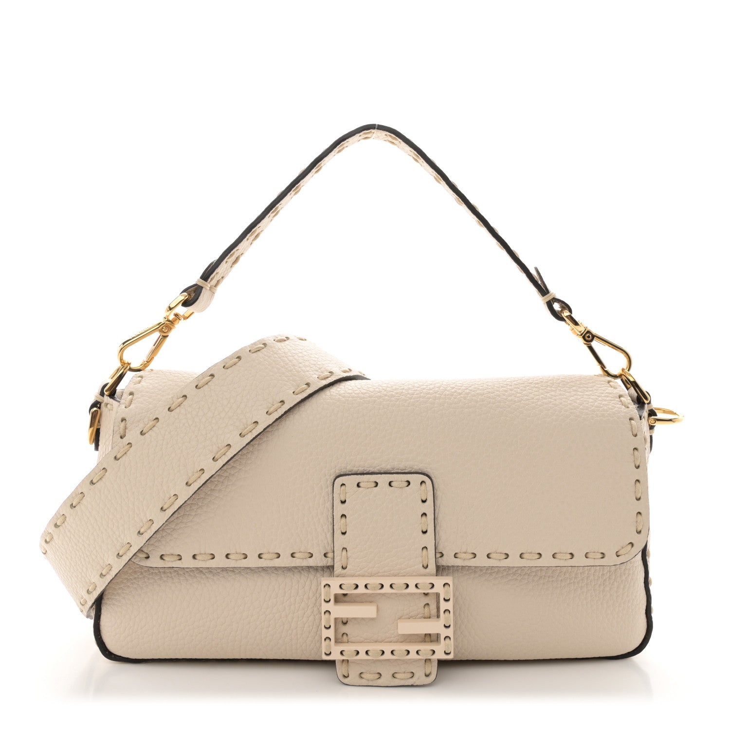 Fendi Embroidered Camelia Baguette Latte 1 of 15