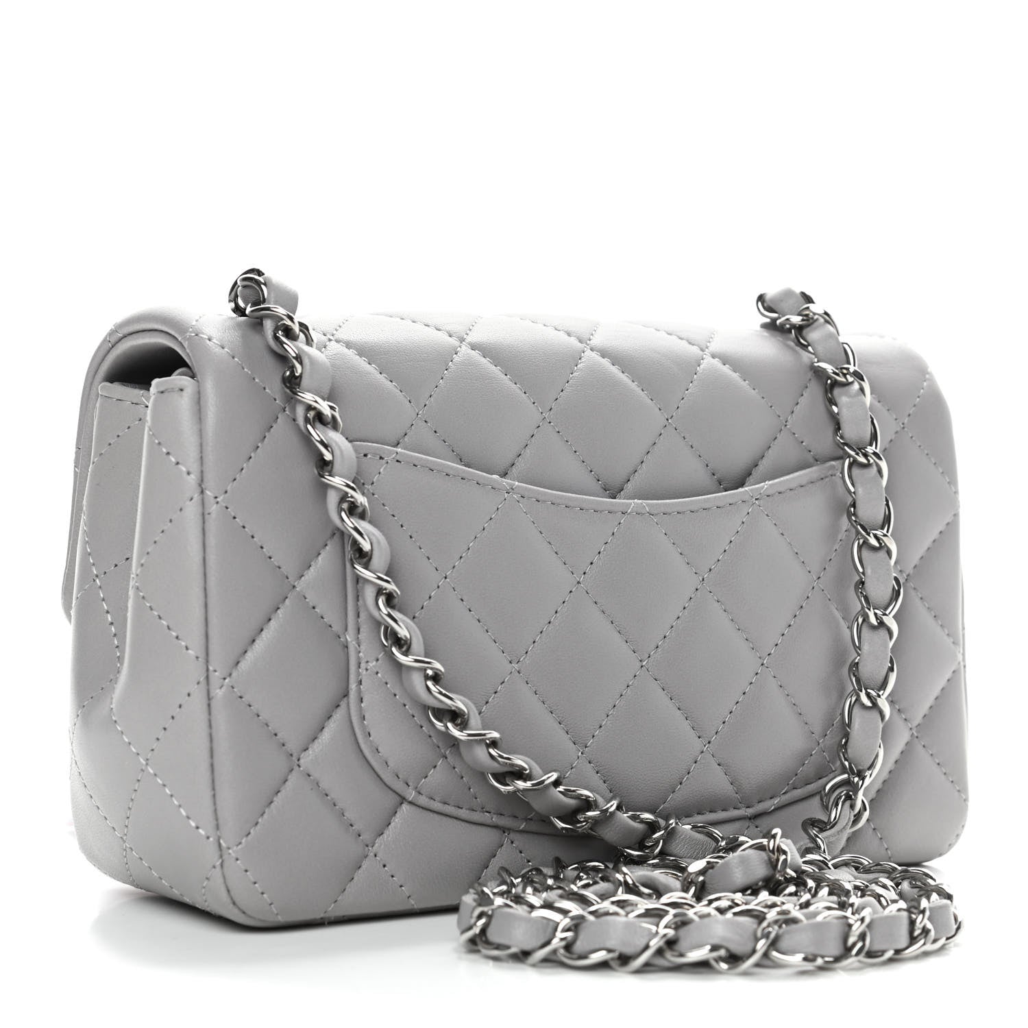 Chanel Lambskin Quilted Mini Rectangular Flap Grey 2 of 12
