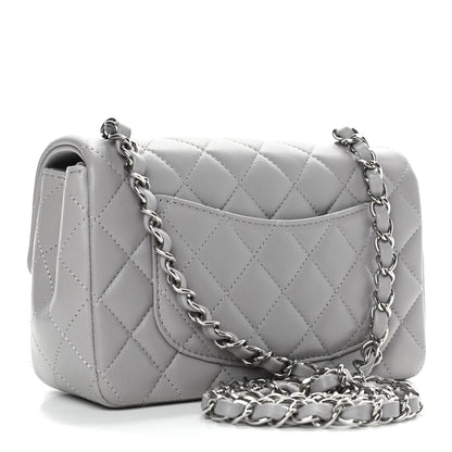Chanel Lambskin Quilted Mini Rectangular Flap Grey 2 of 12