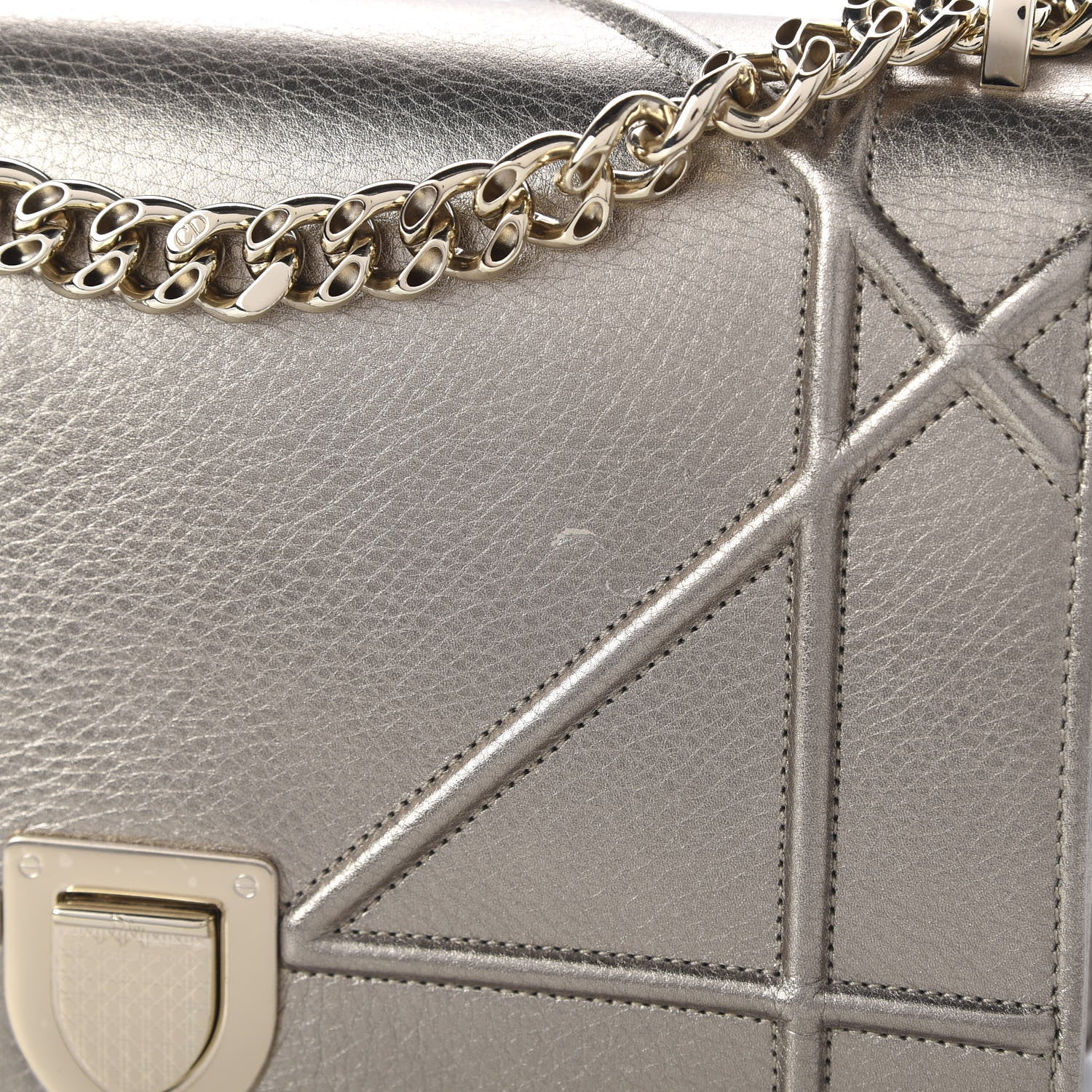 Christian Dior Metallic Grained Calfskin Medium Diorama Flap Bag Gold 10 of 10