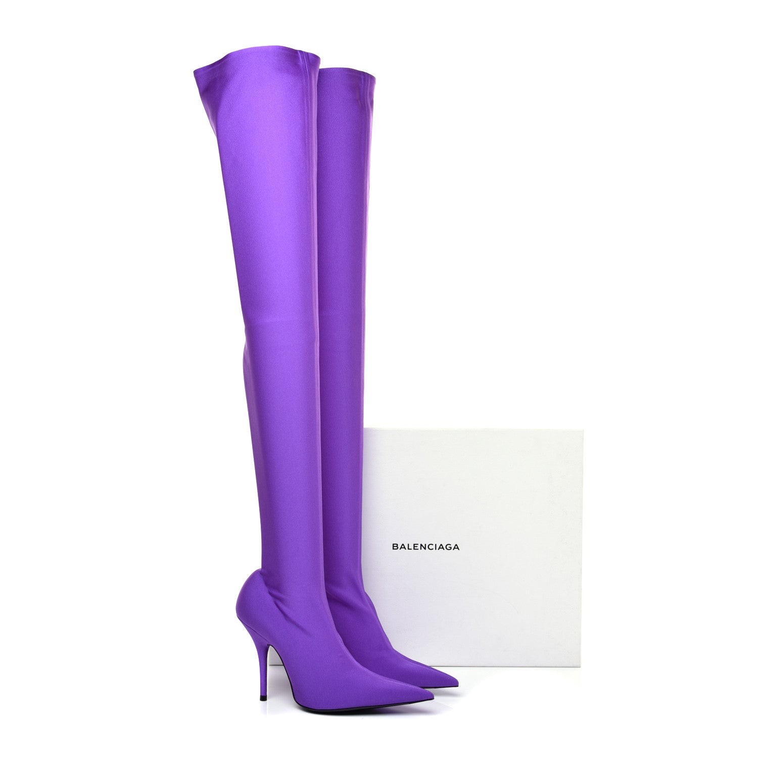 Balenciaga Spandex Pointed Toe Knife Thigh High Boots 36 Violet