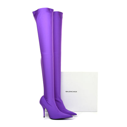Balenciaga Spandex Pointed Toe Knife Thigh High Boots 36 Violet 7 of 7