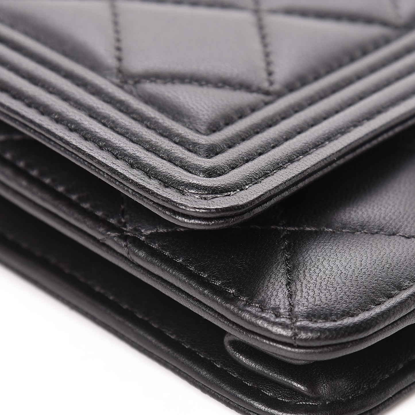 Lambskin Quilted Boy Wallet On Chain WOC Black