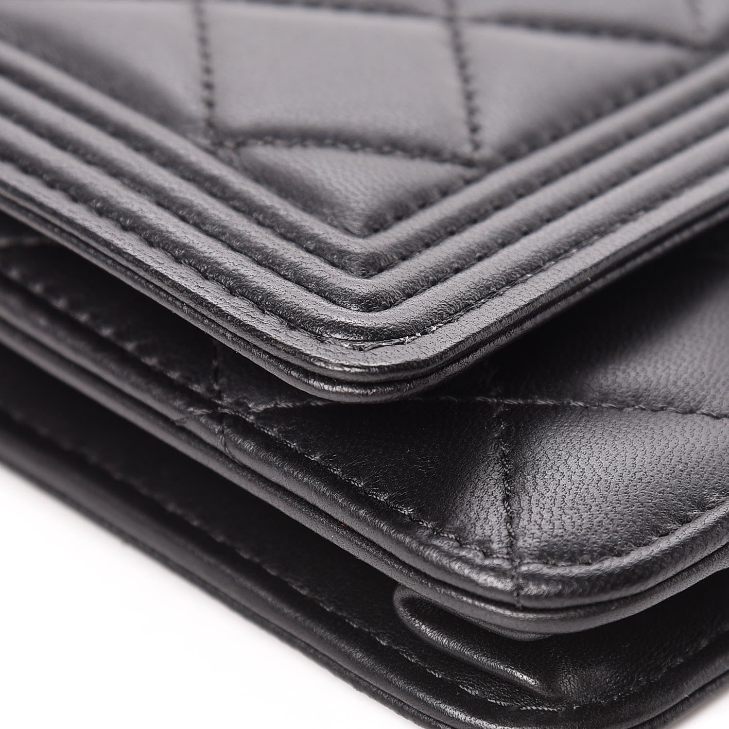 Chanel Lambskin Quilted Boy Wallet On Chain WOC Black 10 of 16