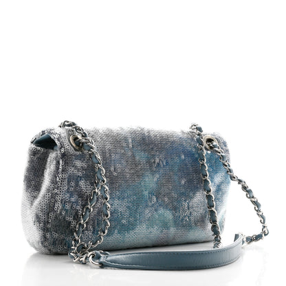 Chanel Sequin Mini Waterfall Flap Light Blue 3 of 10