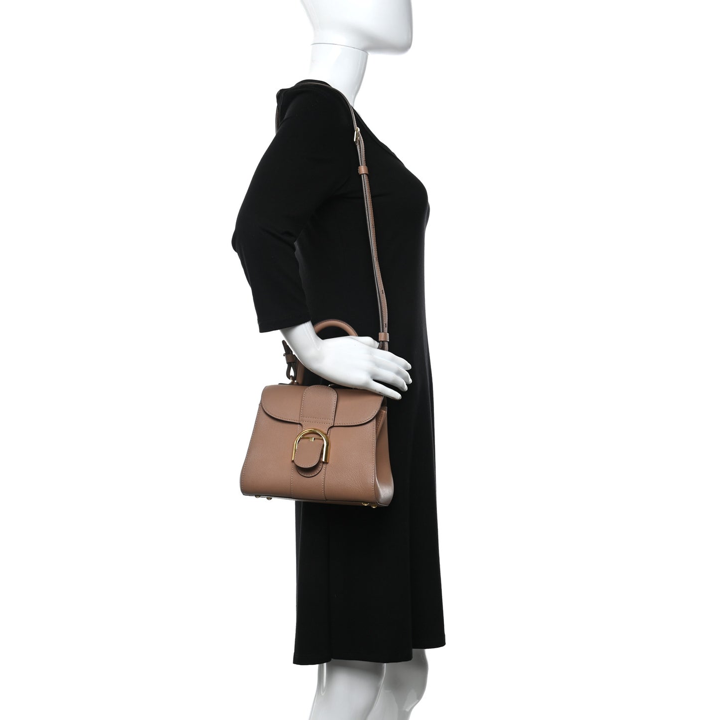 Grained Calfskin Mini Brillant Satchel Nude