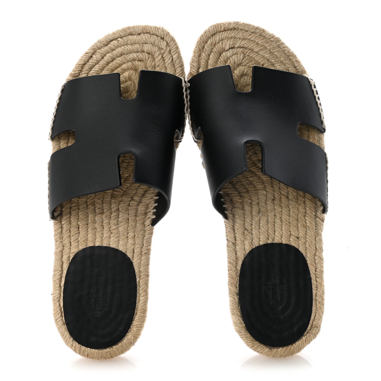 Hermes Calfskin Mens Antigua Espadrille Sandals 39 Black 2 of 11