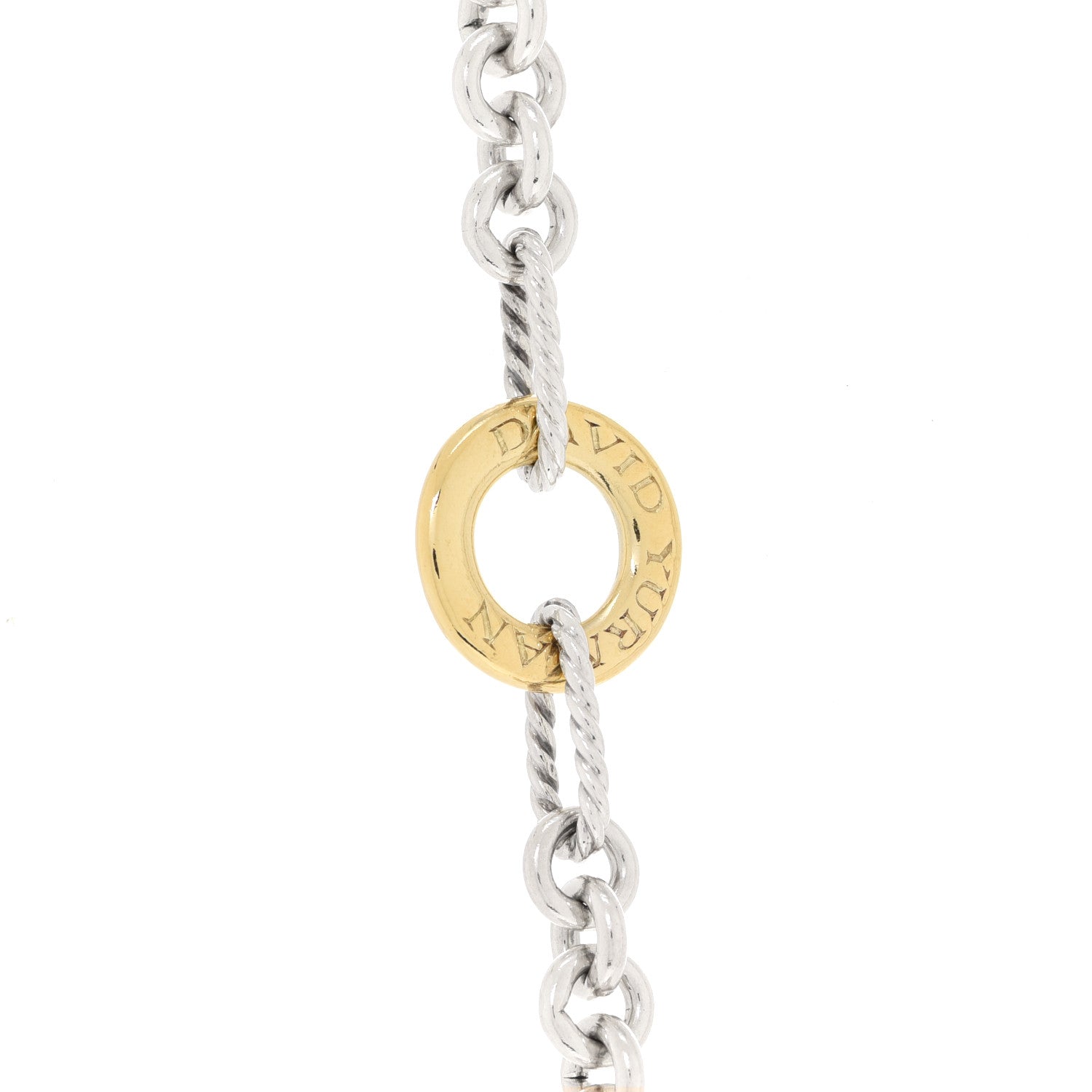 David Yurman Sterling Silver 18K Yellow Gold Figaro Two Tone Link Necklace 6 of 6
